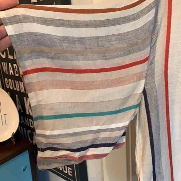 Multi Colored Stripe tie front summer top - Picture 2 of 8